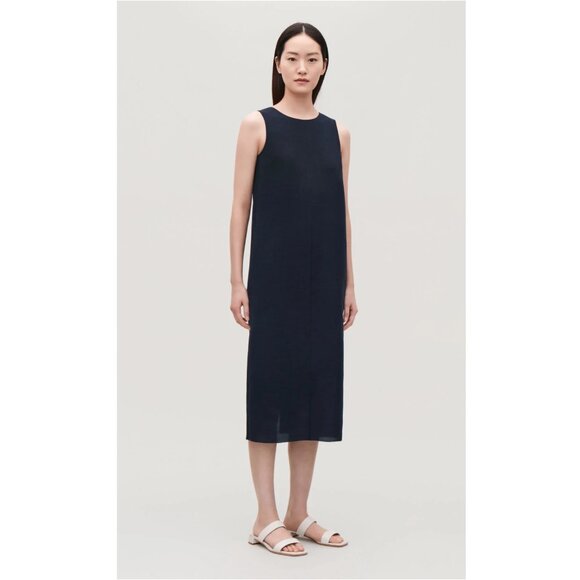 COS Dresses & Skirts - COS V-back Sleeveless Dress In Navy Blue 4